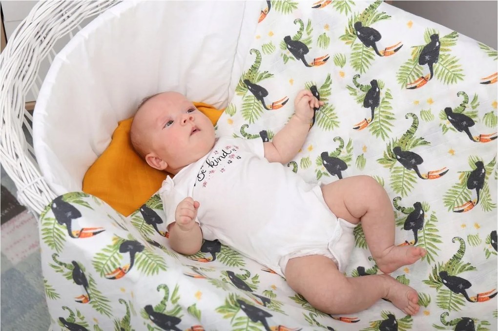 Detská mušelínová plienka (zavinovačka) BABYMAM PREMIUM 120x120 cm - Tukani