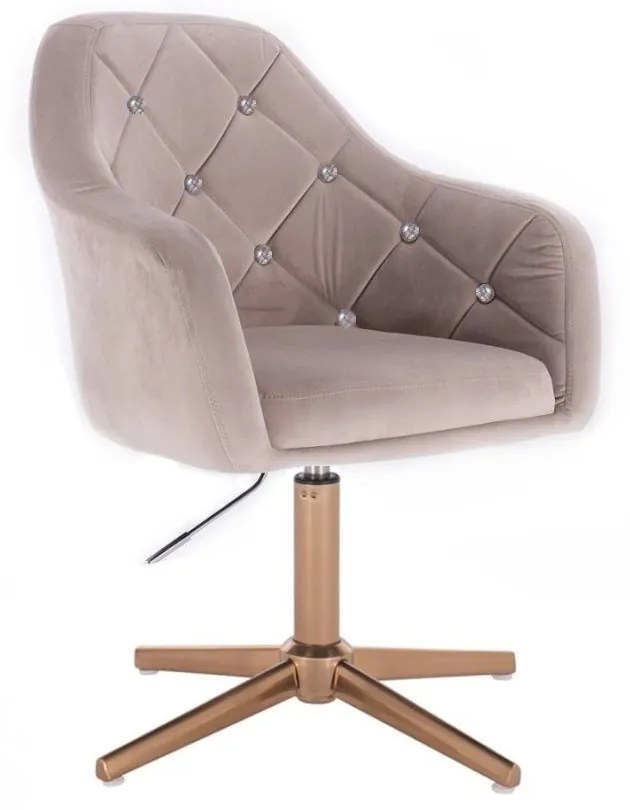 LuxuryForm DESIGN Kreslo ROMA VELUR na zlatom kríži - svetlo šedé