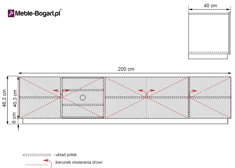 BOGART TV skrinka Asha 200 cm FARBA: matná čierna