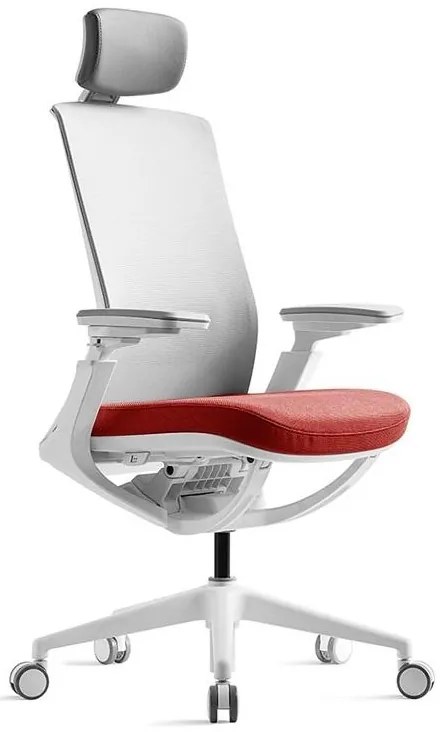 Kancelárska ergonomická stolička ROLY White — sieť, látka, biela / viac farieb Zelená