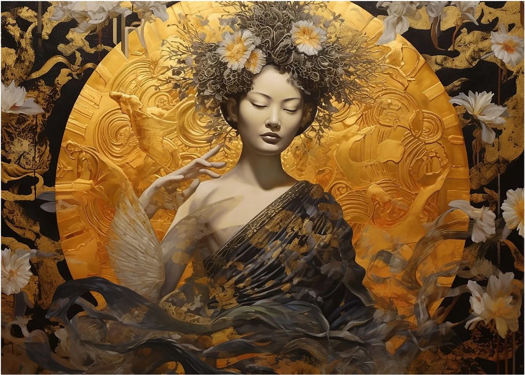 Sklenený obraz - Japonská dáma (70x50 cm)