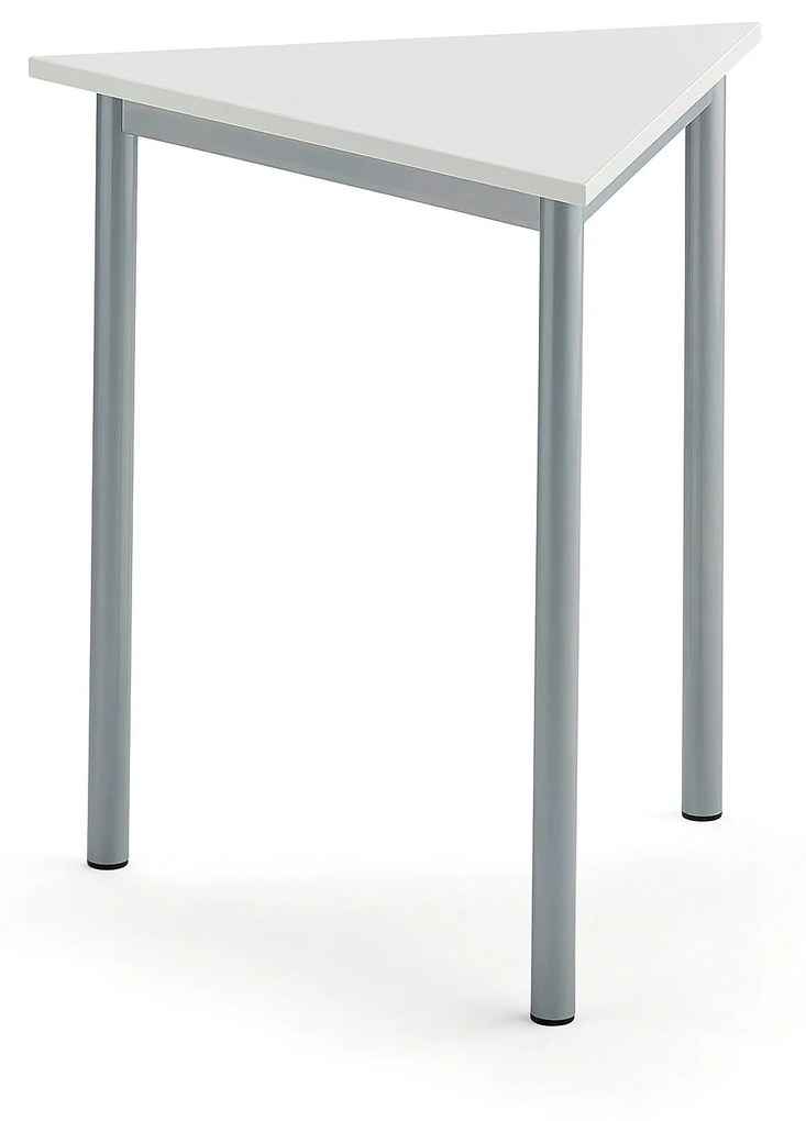 Stôl SONITUS TRIANGEL, 700x700x720 mm, HPL - biela, strieborná