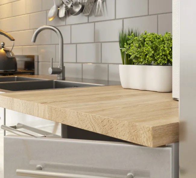 Spodná kuchynská skrinka s doskou OLIWIA S80 3SZ biela / metalická, lesk