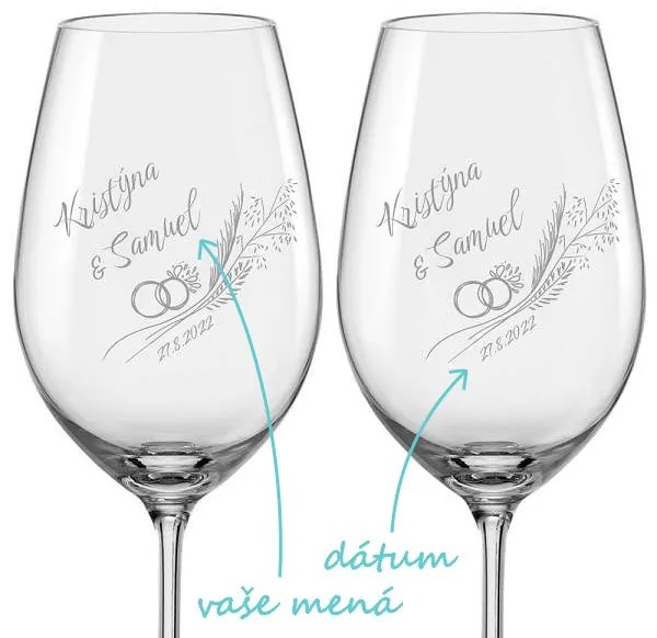 Svadobné poháre na víno Prstene obilia, 2 ks