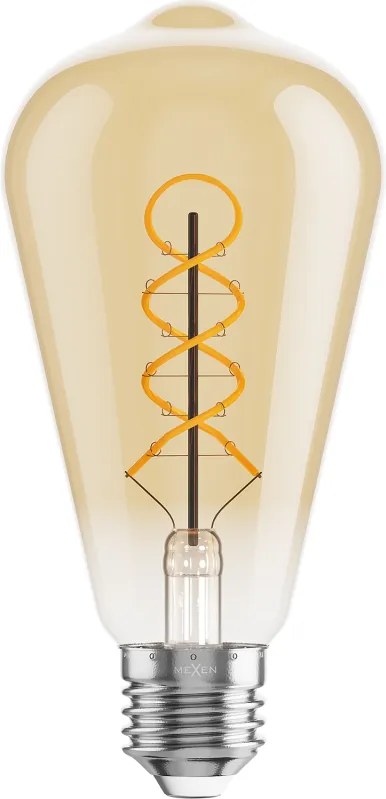 Mexen Vintis, LED filamentová žiarovka E27, ST64, 4 W, teplá biela 2200K, jantárová, L162-E27-0422-50