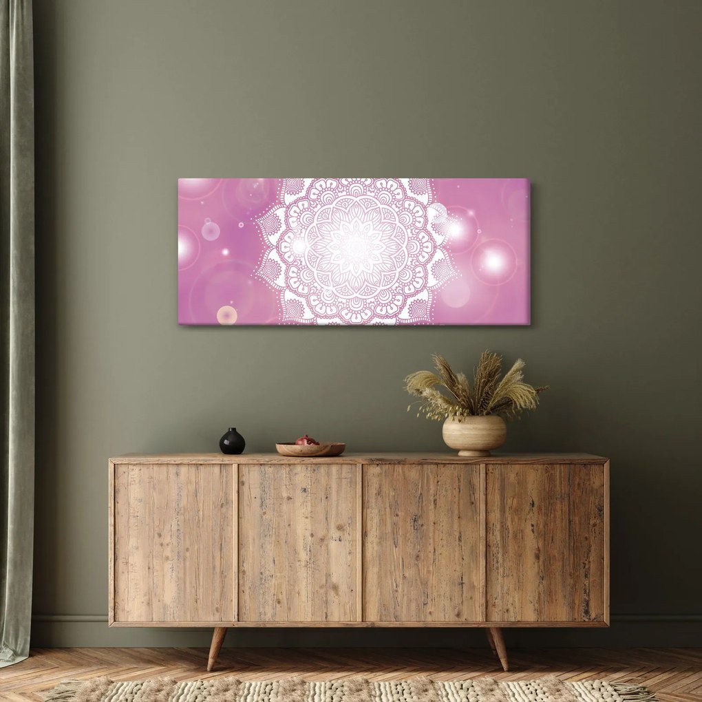 Obraz mandaly v ružovom pozadí (120x50 cm)