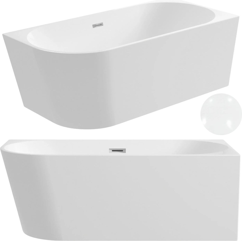 Aquauno Voľne Stojaca Rohová Vaňa Pravá 150x75 cm Biela Korok A Prepad