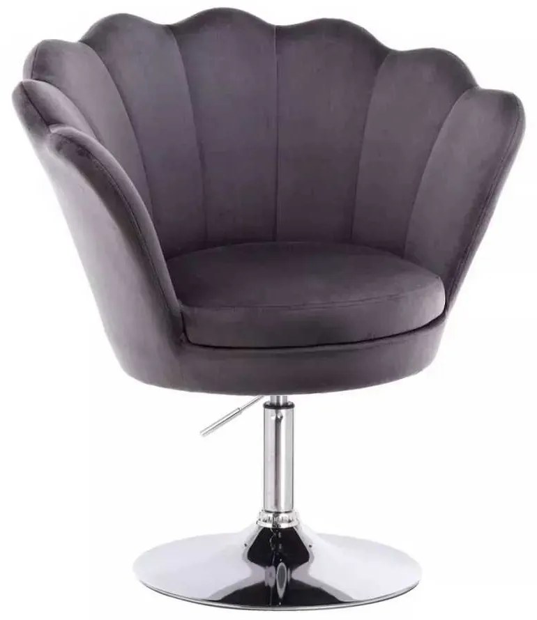LuxuryForm DESIGN Kreslo FREY VELUR na striebornom tanieri - tmavo šedé