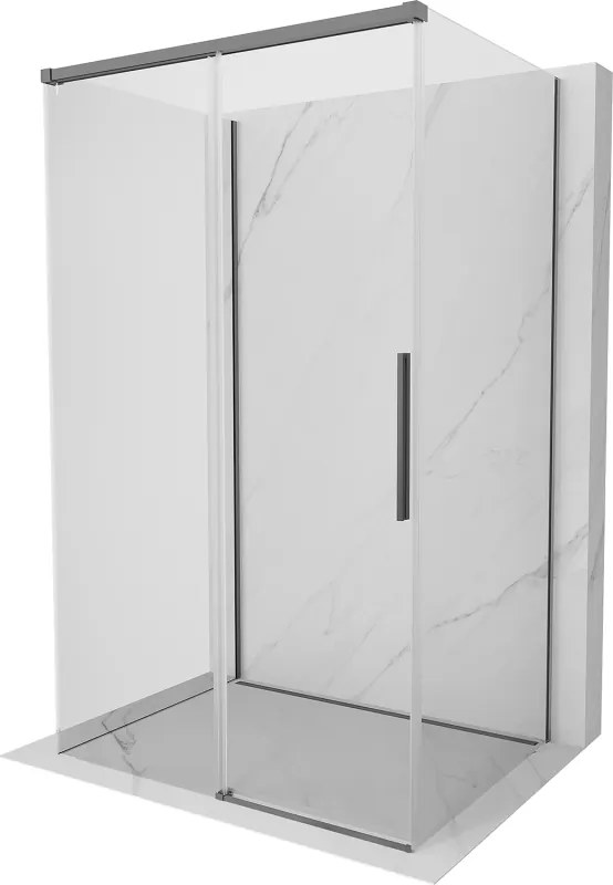Mexen Rox-3S, 3-stenný sprchový kút 130 x 90 cm, 8mm číre sklo, grafitový profil, 8C2-130-090-95-00-3S
