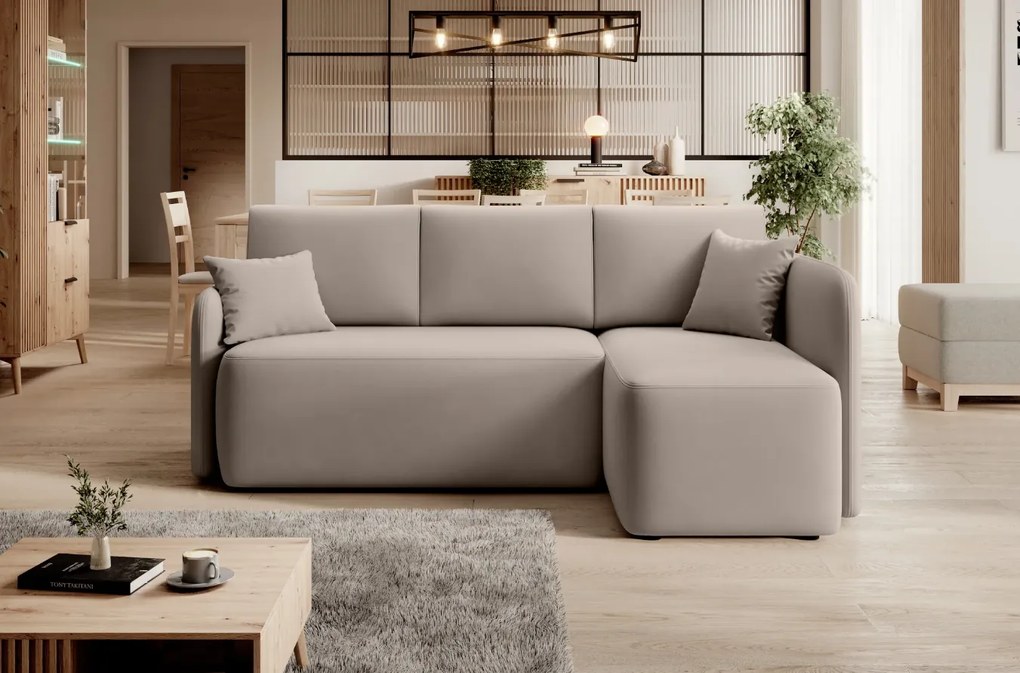 Béžová rohová sedacia súprava HADSON Varianta: Pravý roh