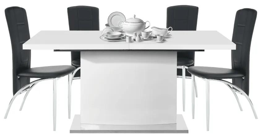 Tempo Kondela Rozkladací jedálenský stôl, biela vysoký lesk HG, KORINTOS
