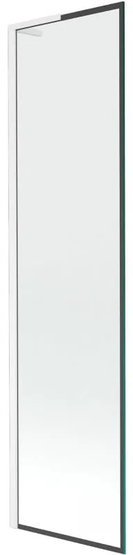 Mexen Next L, 1-krídlová vaňová zástena 50 x 150 cm, 6mm číre sklo-čierny vzor, biely profil, 895-050-000-03-70-20