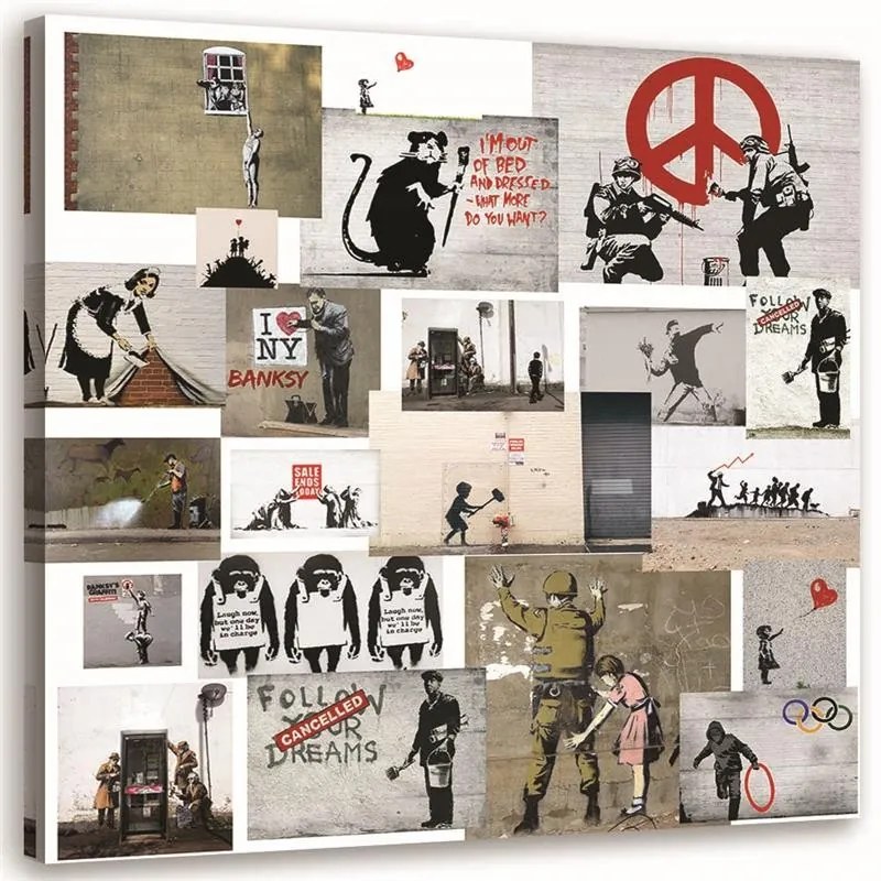 Gario Obraz na plátne Banksy mural - zbierka streetartových diel Rozmery: 30 x 30 cm