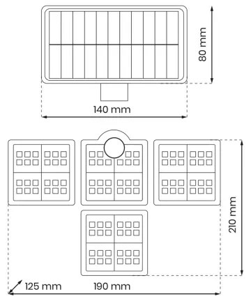 LED Solárny reflektor so senzorom pohybu a súmraku 30W/3,7V 2400 mAh IP47 + DO