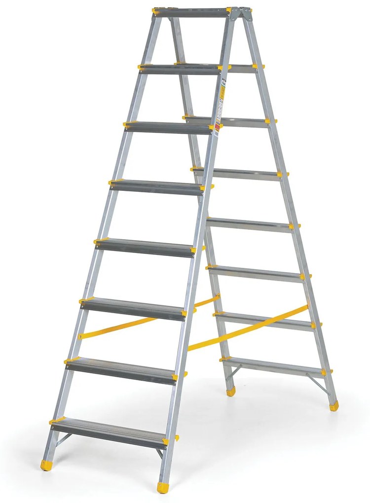 Obojstranné hliníkové schodíky ALVE EUROSTYL, 2x8 stupňov, výška 1,67 m