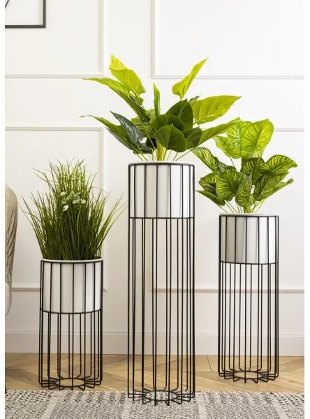 Kovový kvetináč LOFT 42x20 cm čierna/biela