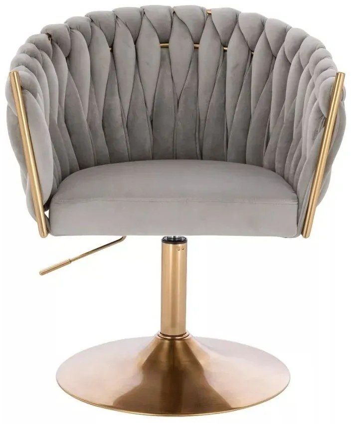 LuxuryForm DESIGN Stolička NORDEN VELUR na zlatom tanieri - svetlosivá