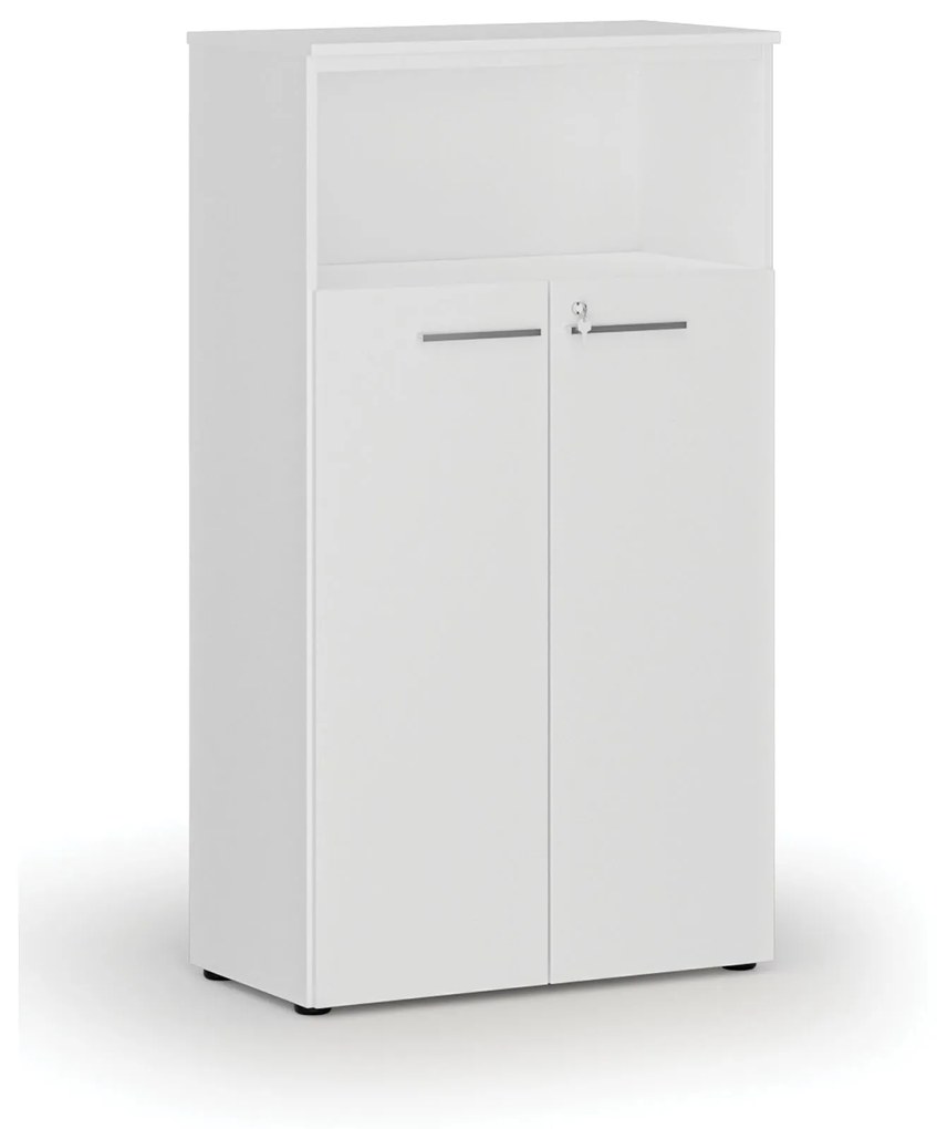 Kombinovaná kancelárska skriňa PRIMO WHITE, dvere na 3 poschodia, 1434 x 800 x 420 mm, biela