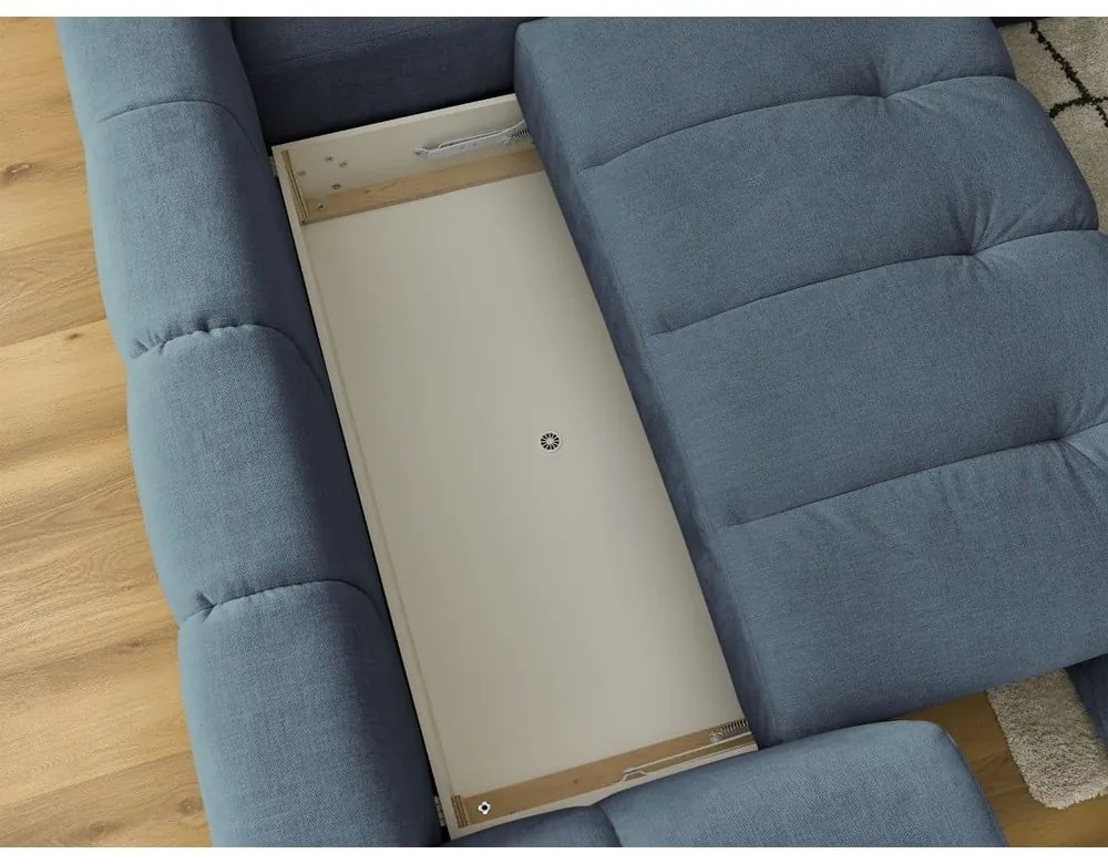 Modrá rozkladacia/s úložným priestorom rohová pohovka (pravý roh/do L) Fuji – Bobochic Paris