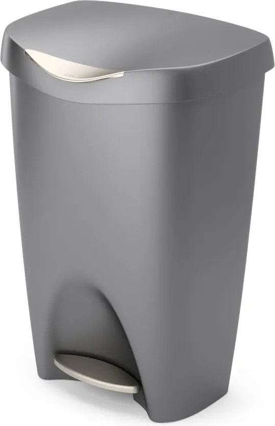 Sivý nášľapný plastový odpadkový kôš 50 l Brim – Umbra