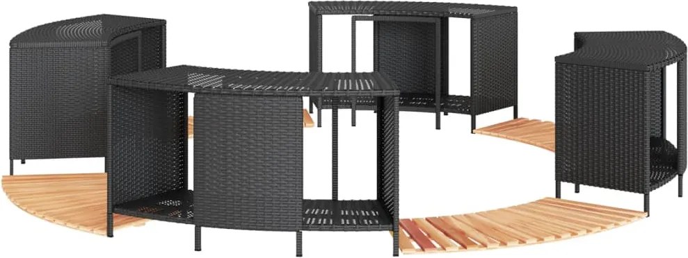 vidaXL Rám k vírivke, čierny, polyratan a akáciový masív