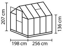 Skleník Vitavia Triton 5000 polykarbonát 6 mm 198x256 cm čierny vr. základového rámu