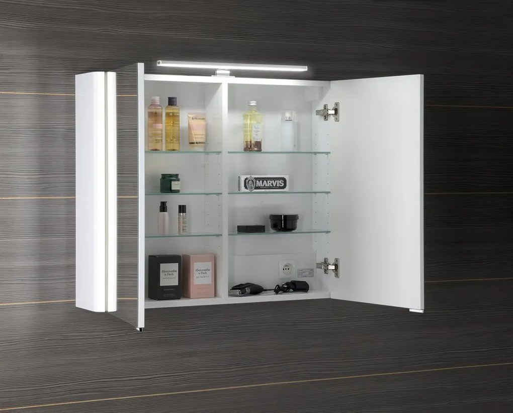 Sapho LUCIE galerka s LED osvetlením, 86x70x17cm, biela LU085-0030