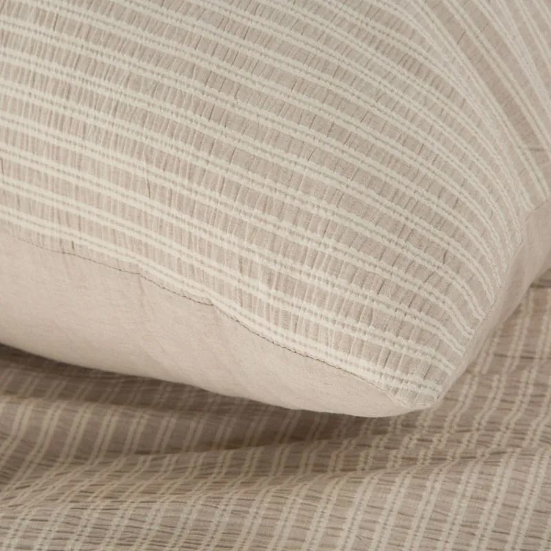 EUROFIRANY Pruhovaná bavlnená posteľná súprava s potlačou 160 cm x 200 cm béžová 80% bavlna 10% polyester 10% lycra