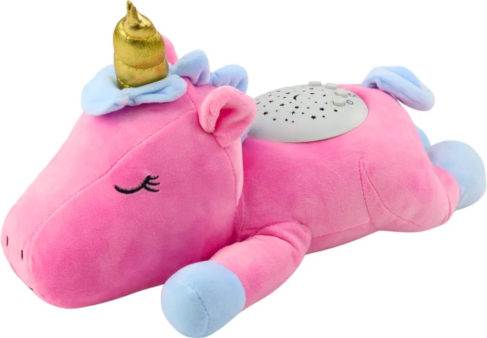 LEAN Toys Plyšový jednorožec na spanie Plyšový projektor Zvuk Hluk Ružová
