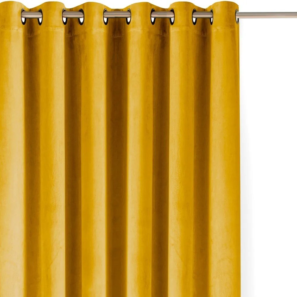Zamatový dimout záves v horčicovej farbe 265x300 cm Velto – Filumi