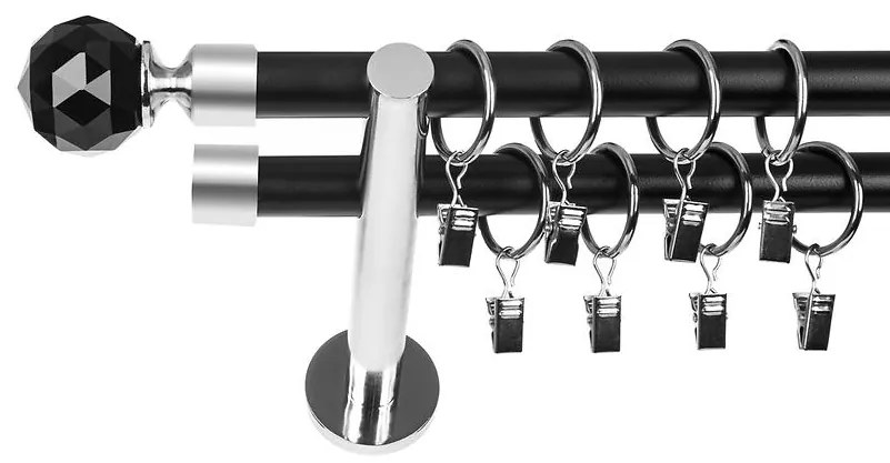 Garniž II stylus fi 19  200cm kula crystal čierny/chróm