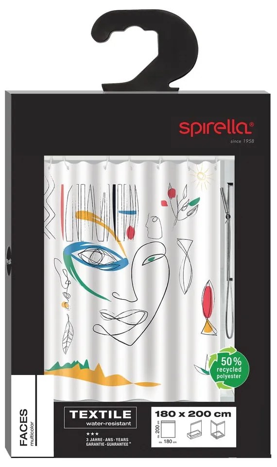Sprchový záves 180x200 cm Faces – Spirella