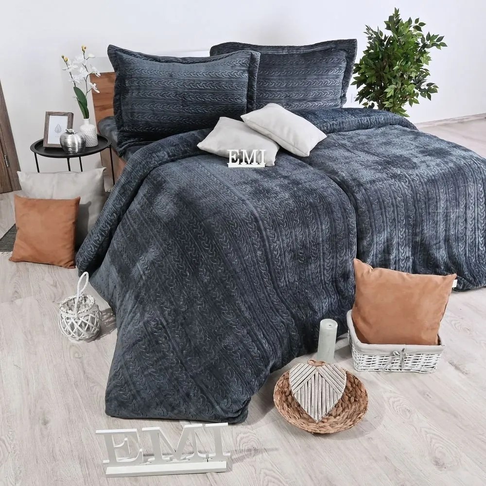 Obliečky z mikroplyšu Banu sivé EMI: Štandardný set jednolôžko obsahuje 1x 140x200 + 1x 70x90