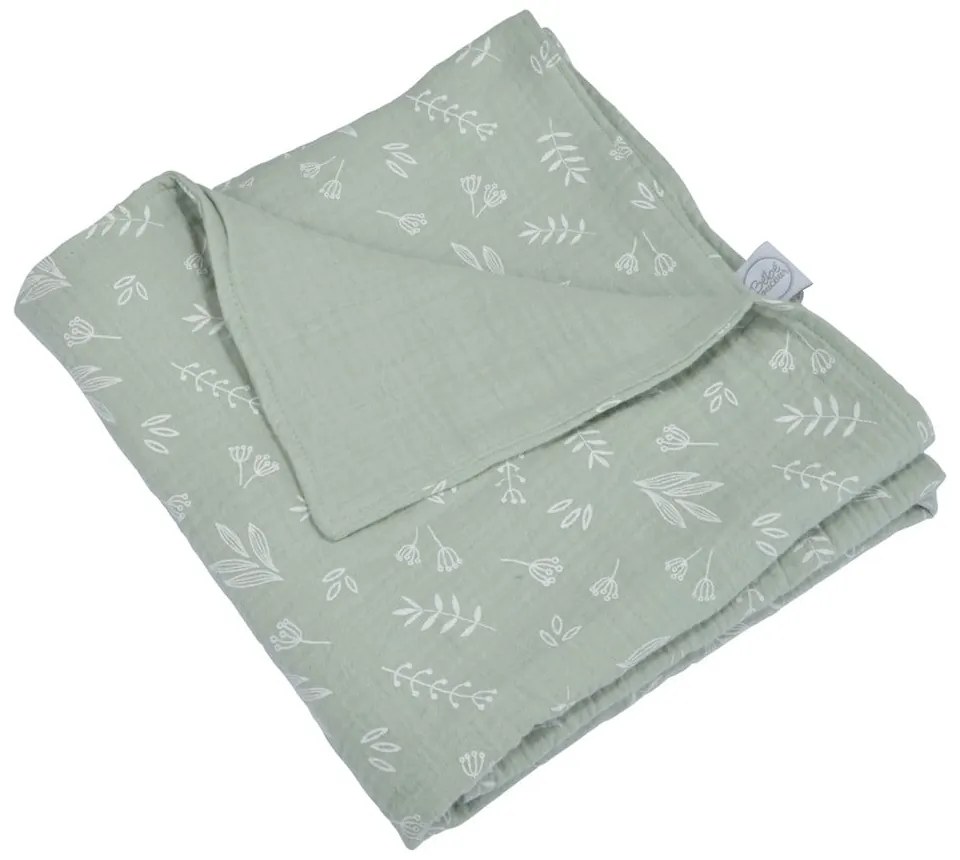 Zelená mušelínová detská deka 75x75 cm – Bébé Douceur