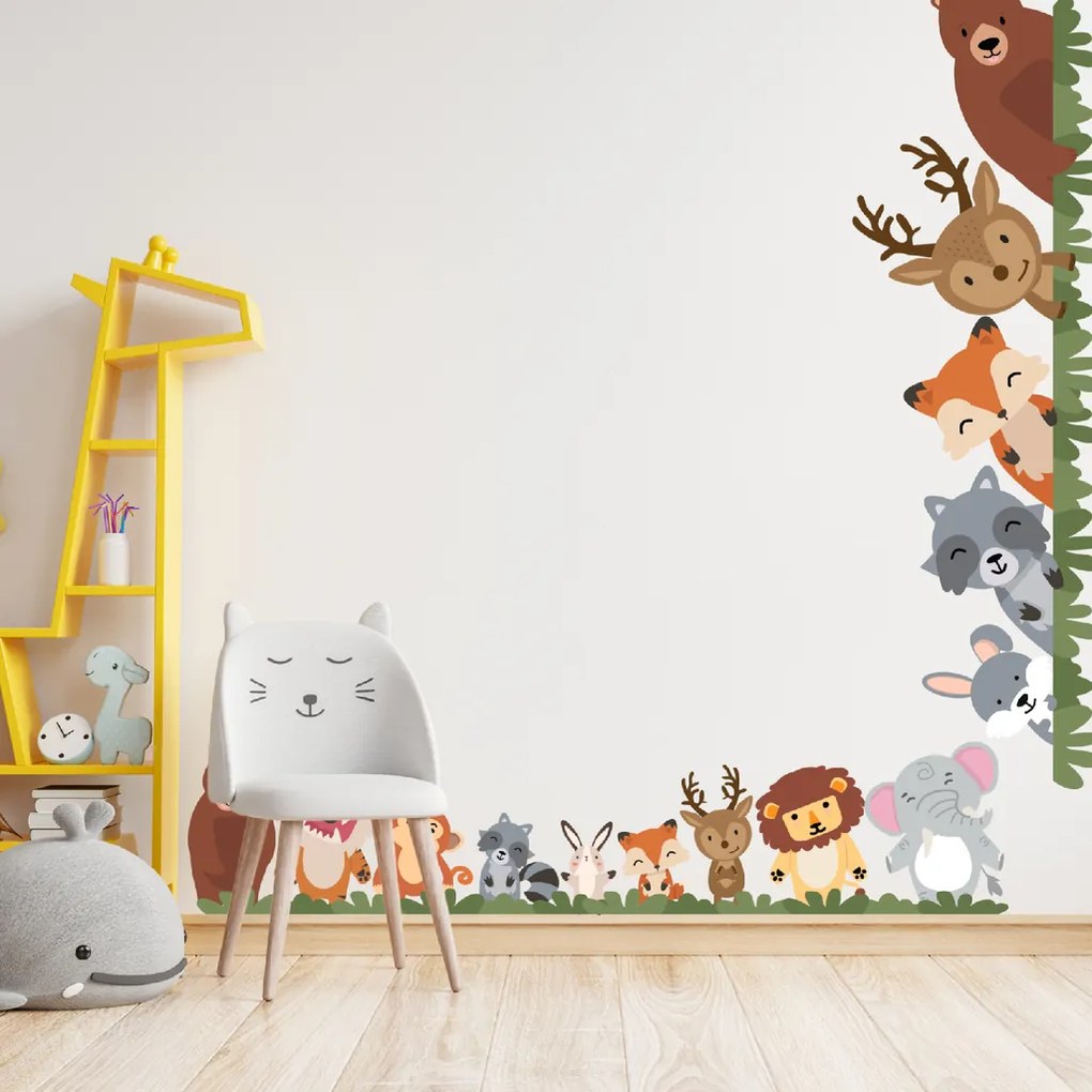 60x120cm Veselé zvieratká - textilná nálepka na stenu