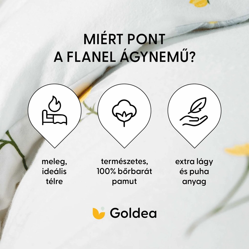 Goldea flanelové posteľné obliečky - harmanček 240 x 220 a 2ks 70 x 90 cm