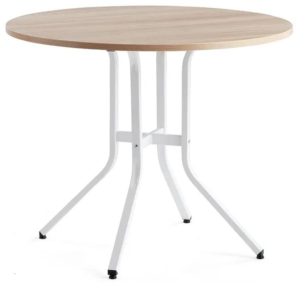 Stôl VARIOUS, Ø1100x900 mm, biela, dub
