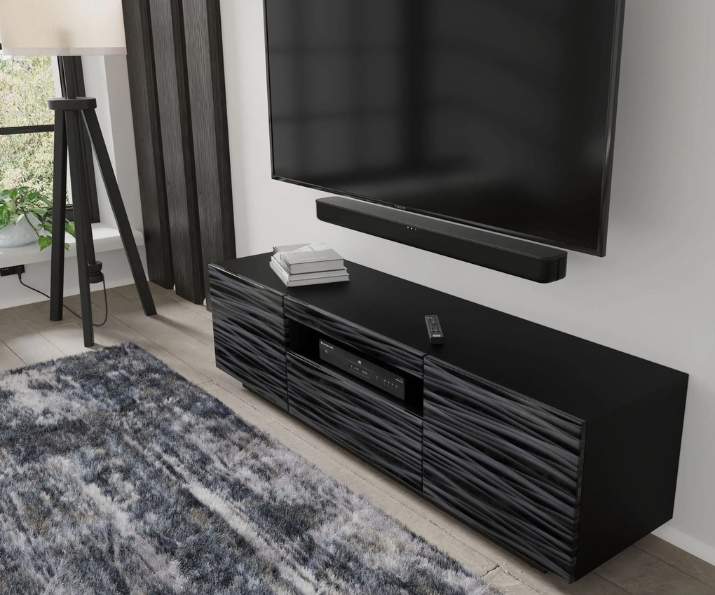 TV stolík/skrinka Aurora 150 (sahara čierna). Akcia -22%. Vlastná spoľahlivá doprava až k Vám domov. 1124865