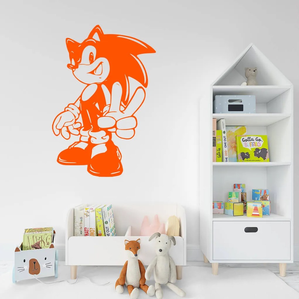 Veselá Stena Samolepka na stenu na stenu Postava Ježko Sonic Farba: černá