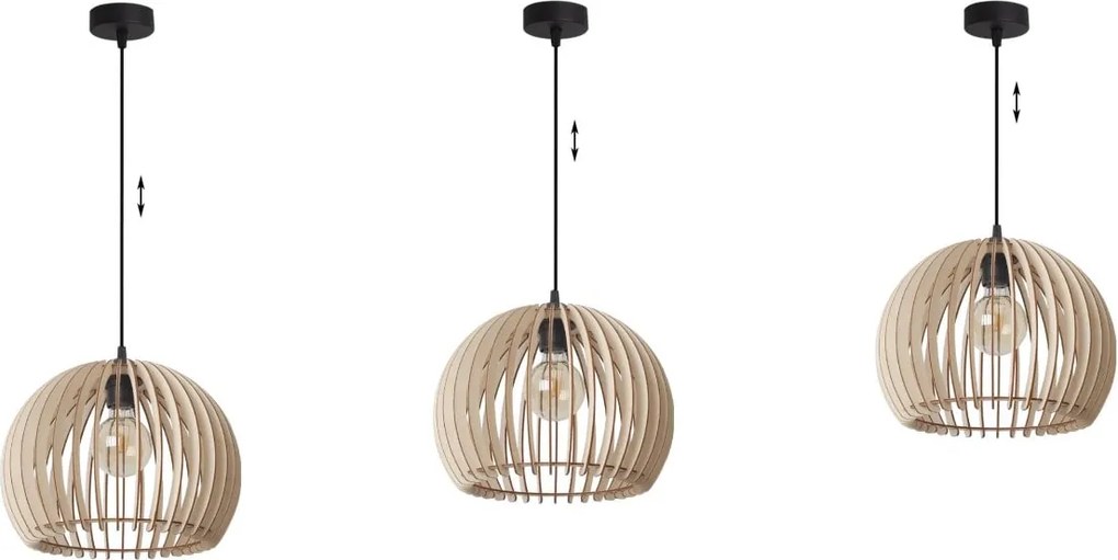 Závesné svietidlo Timber 6, 1x drevené tienidlo, (fi 32 cm)