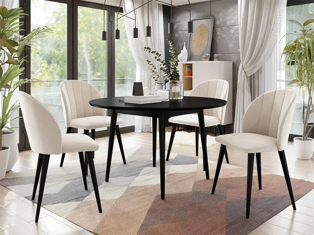 Okrúhly stôl Botiler FI 120 so 4 stoličkami ST100 04, Farby: čierny, Potah: Magic Velvet 2216, Farby nožičiek stola: čierna