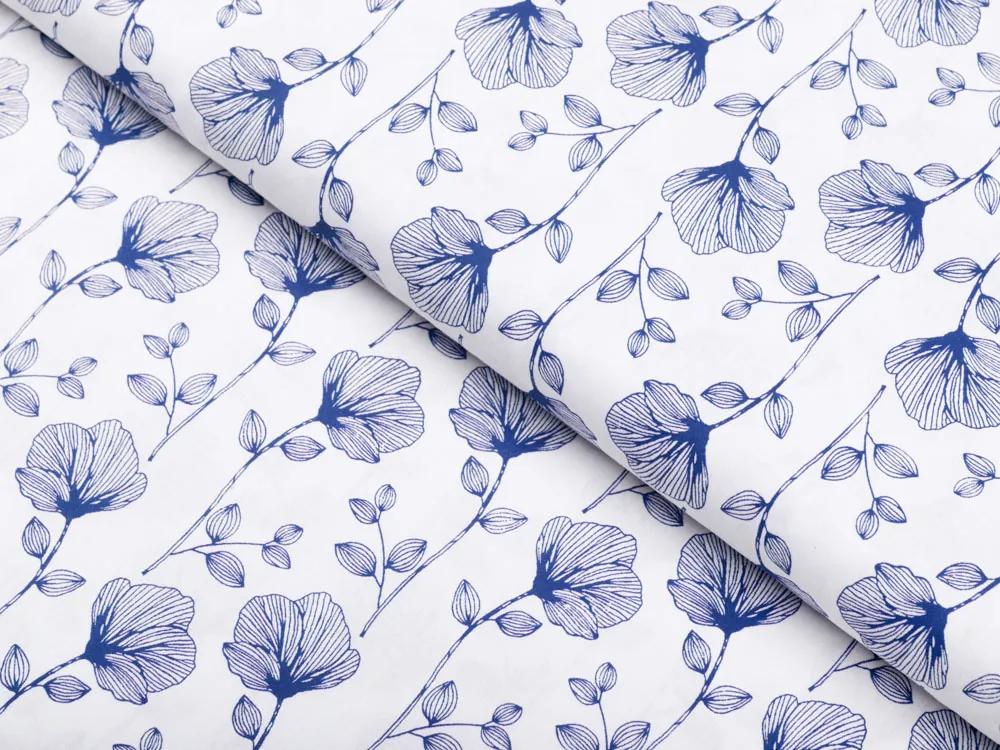Biante Detské bavlnené posteľné obliečky do postieľky Sandra SA-254 Modré poľné kvety Do postieľky 90x120 a 40x60 cm