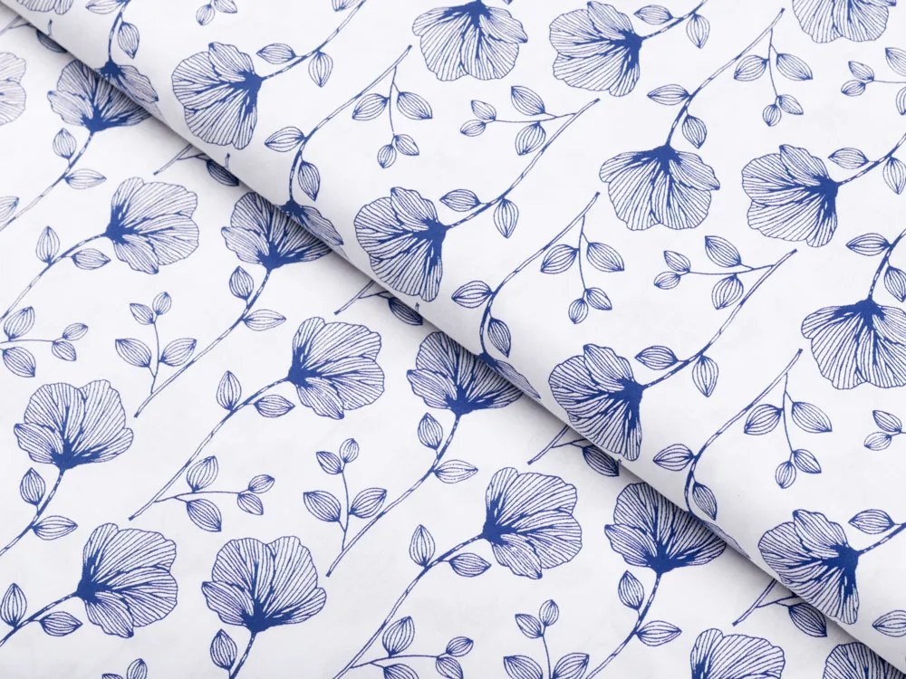 Biante Detské bavlnené posteľné obliečky do postieľky Sandra SA-254 Modré poľné kvety Do postieľky 90x140 a 50x70 cm