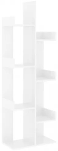 vidaXL Knižnica lesklá biela 48x25,5x140 cm drevotrieska-