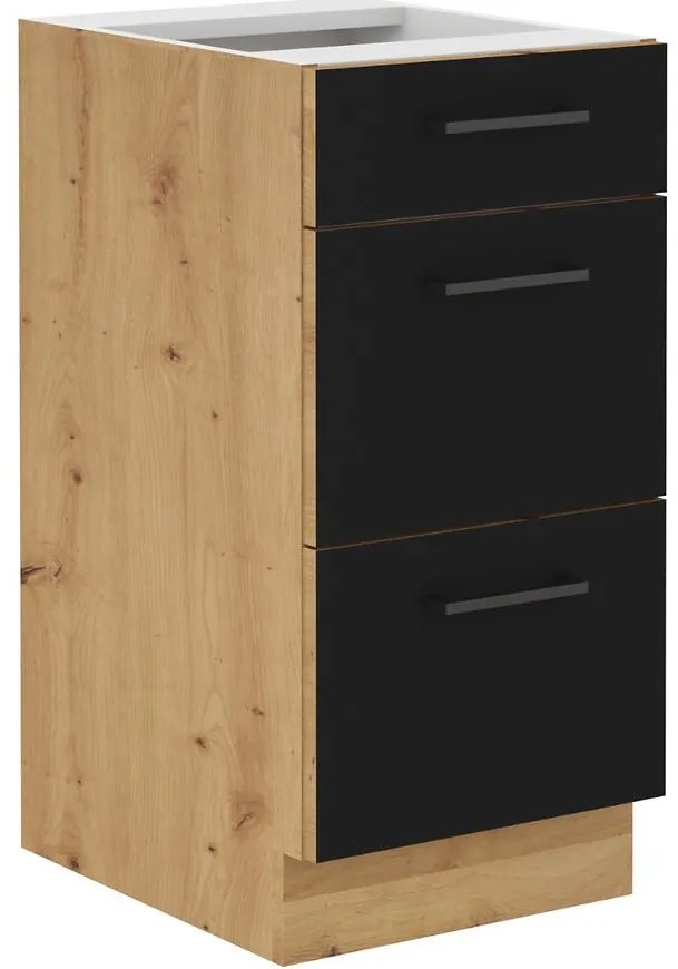 Skrinka do kuchyne Modena 40d 3s bb čierny/dub artisan