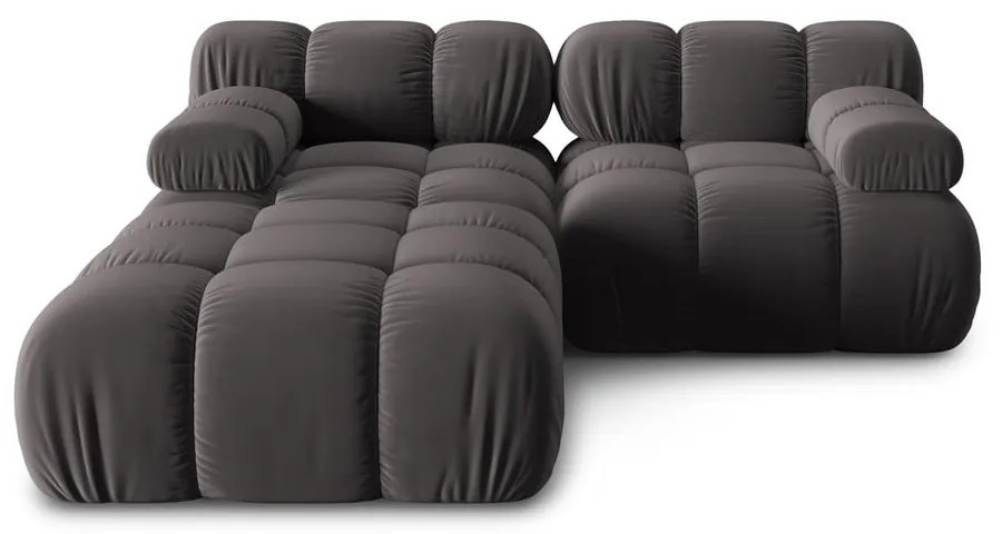 Tmavosivá zamatová rohová pohovka Bellis – Micadoni Home