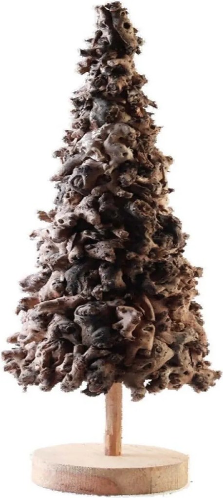 Vianočná dekorácia stromček z kúskov dreva na podstavci XL – 28*28*120 cm