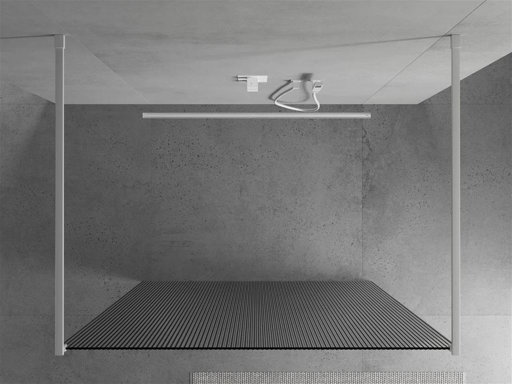 Mexen Kioto, sprchová zástena Walk-In 130 x 200 cm, 8mm sklo s rebrovým vzorom, biela profil, 800-130-002-20-09