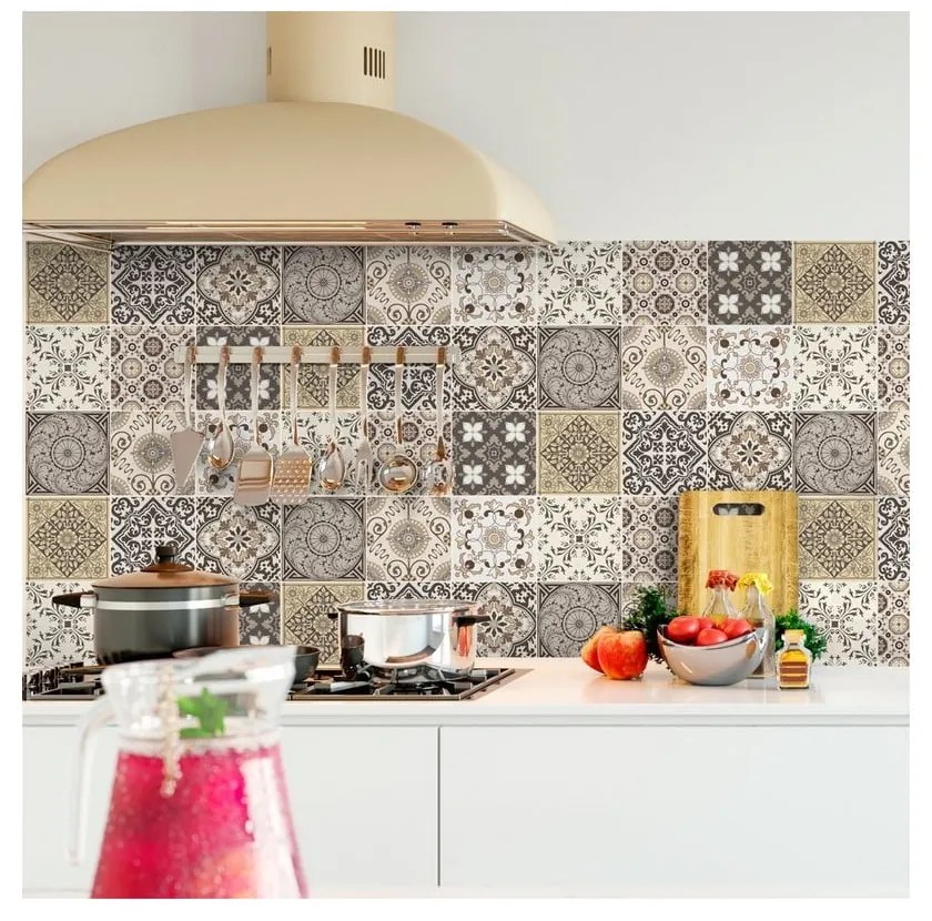 Sada 9 dekoratívnych samolepiek na stenu Ambiance Ancône, 15 × 15 cm