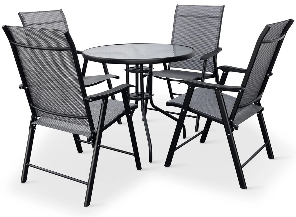 Záhradný jedálenský set Capri 80 cm + 4x kovová stolička Solano
